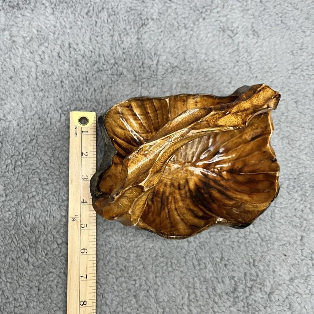 Hand Carved Burl Wood Basket Rustic Folk Art with Handle‎